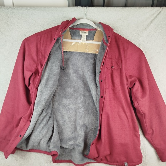 LL Bean Katahdin Performance Red Jacket Mens XL Flannel Hi Pile Fleece Lined - Picture 4 of 14